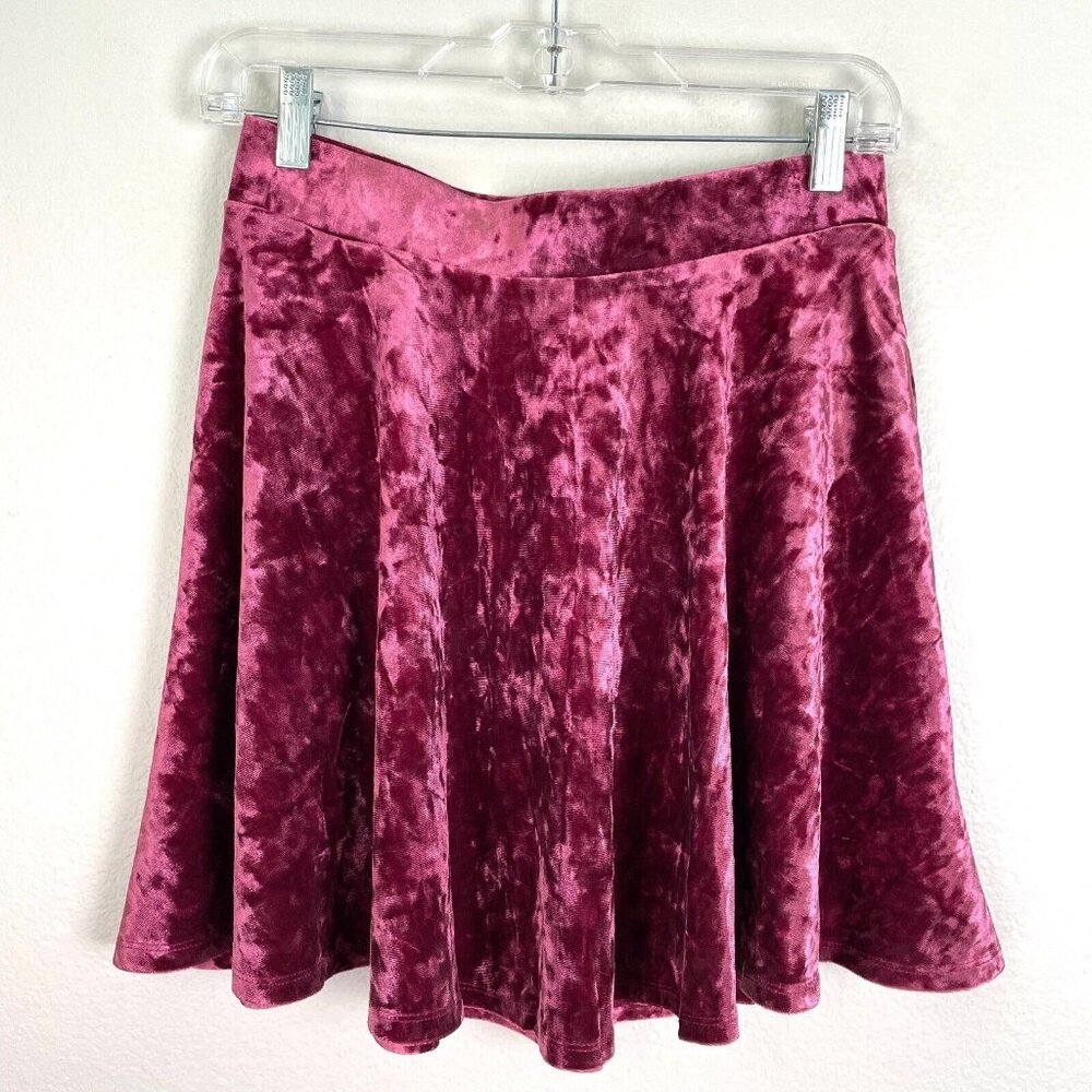 MODCLOTH‎ Womens Small Just This Sway Crushed Velvet Skirt Pockets